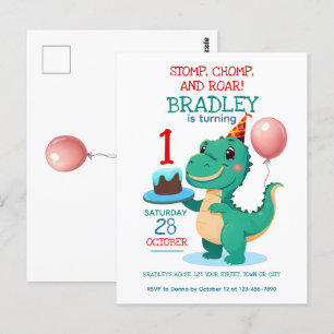 T Rex Dinosaur Add Age Birthday Party Invitation Postcard