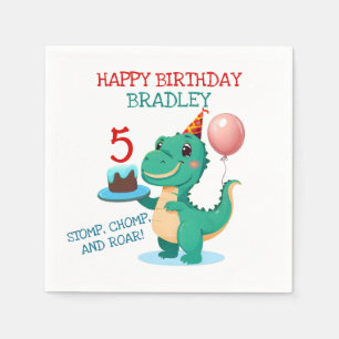 T Rex Dinosaur Add Age Happy Birthday Party Napkin