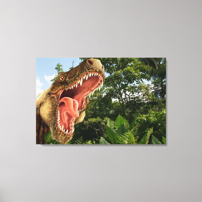 T Rex Dinosaur Art Wall Canvas Print (Front)