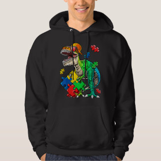 T Rex Dinosaur Autism Awareness Puzzle Piece for K Hoodie