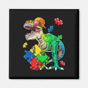 T Rex Dinosaur Autism Awareness Puzzle Piece Gift Magnet