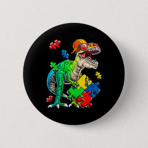 T Rex Dinosaur Autism Awareness Puzzle Piece Gifts 6 Cm Round Badge