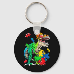 T Rex Dinosaur Autism Awareness Puzzle Piece Gifts Key Ring