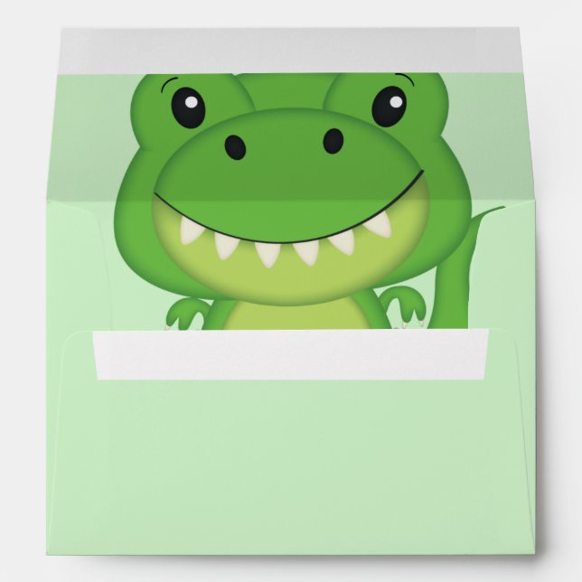 T-Rex Dinosaur Baby Shower Green Envelope (Back (Bottom))