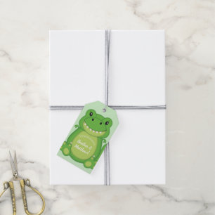 T-Rex Dinosaur Baby Shower Green Gift Tags