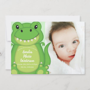 T-Rex Dinosaur Baby Shower Green Invitation