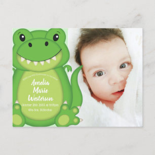 T-Rex Dinosaur Baby Shower Green Postcard