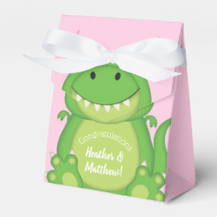 T-Rex Dinosaur Baby Shower Pink Favour Box