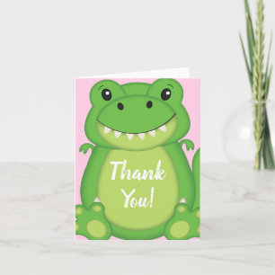 T-Rex Dinosaur Baby Shower Pink Thank You Card