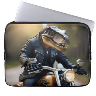 T-Rex Dinosaur Bikie On A Motorbike, Laptop Sleeve