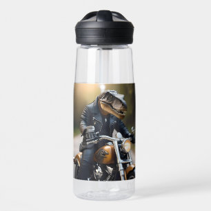 T-Rex Dinosaur Bikie On A Motorbike, Water Bottle