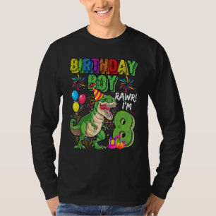 T Rex Dinosaur Birthday Boy Rawr Im 8 Year Old 8th T-Shirt