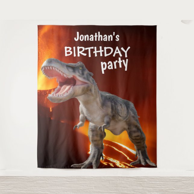 T REX Dinosaur BIRTHDAY  House Backdrop Tapestry (Front)