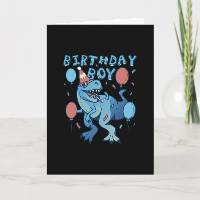 T-Rex Dinosaur Birthday Party Card (Front)