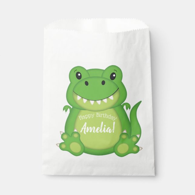 T-Rex Dinosaur Birthday Party Favour Bags (Front)