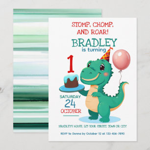 T Rex Dinosaur Birthday Party Invitation