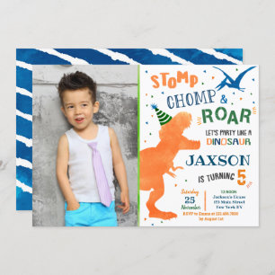 T-Rex Dinosaur Birthday Party Invitations