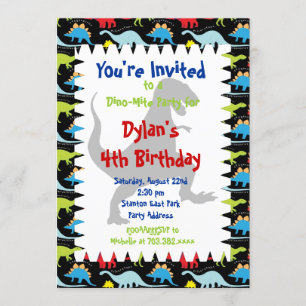 T Rex Dinosaur Birthday Party Invitations