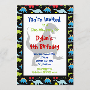 T Rex Dinosaur Birthday Party Invitations