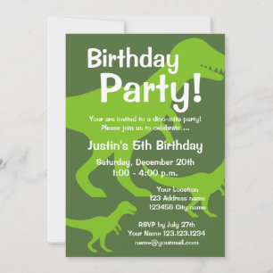 T-Rex dinosaur birthday party invitations for kids