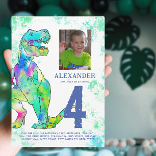 T-Rex Dinosaur Birthday Party Photo Invitation