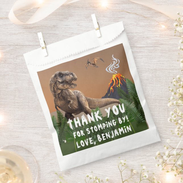 T-Rex Dinosaur Birthday Party Thank You Favour Bags (Clipped)