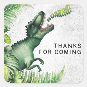 T-Rex Dinosaur Birthday Party Thank You Square Sticker