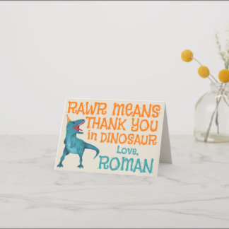 T-Rex Dinosaur Birthday Thank You Note Cards