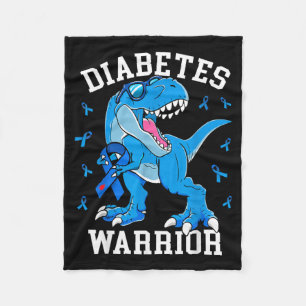 T-Rex Dinosaur Blue Ribbon Type 1 Diabetes Fleece Blanket