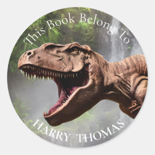 T REX Dinosaur BOOK Classic Round Sticker