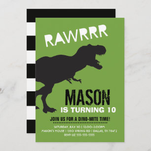T Rex Dinosaur Boy Birthday Invitation
