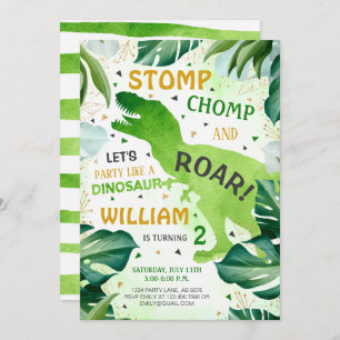 T Rex Dinosaur Boy Birthday Invitation