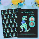 T-Rex Dinosaur Boys 8th Birthday Party Photo Invitation<br><div class="desc">Celebrate your dinosaur lover’s big 8th birthday with this vibrant, roar-some dinosaur 8th birthday party invitation. Featuring a colourful, eye-catching sarcy roaring T-Rex illustration in bright, bold colours, this invitation is the perfect way to set the stage for an exciting celebration. Designed by artist Catherine Sweetman, the playful design also...</div>