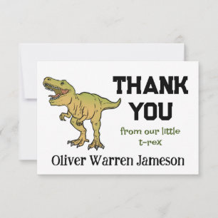 T-REX Dinosaur Boy's Any Age Birthday Thank You  Card