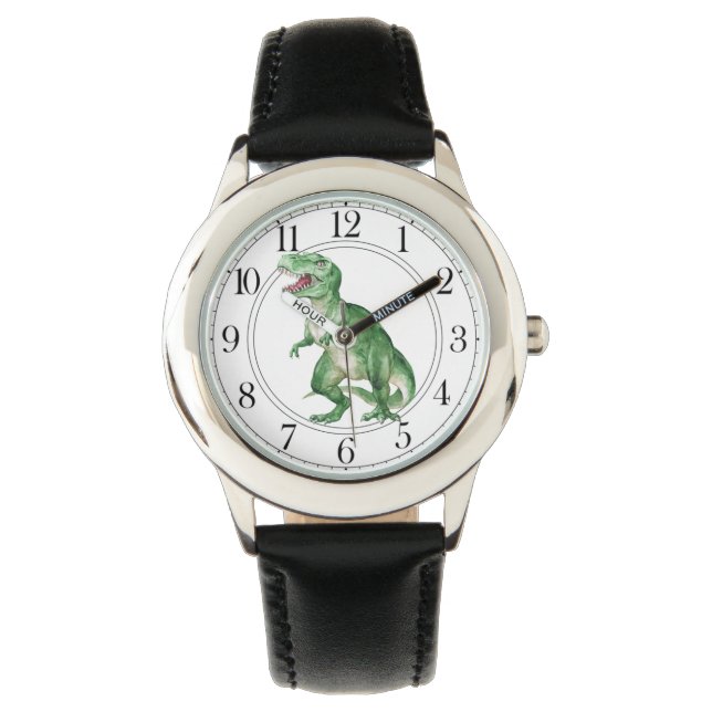 T Rex Dinosaur Boy's Black  Watch (Front)