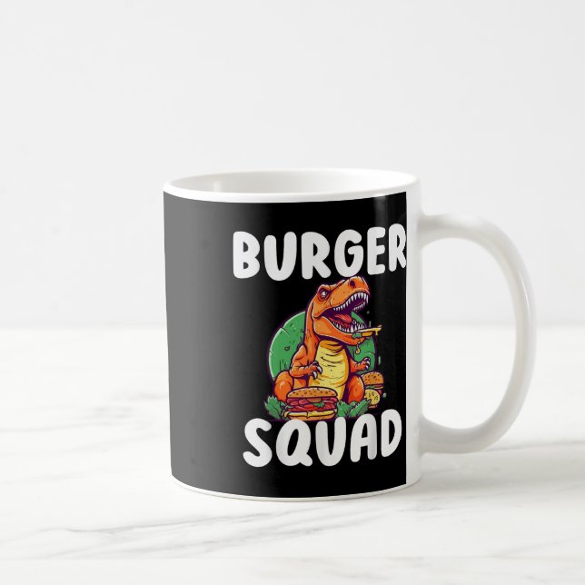T-rex Dinosaur Burger Squad Hamburger Lovers Funny Coffee Mug (Right)