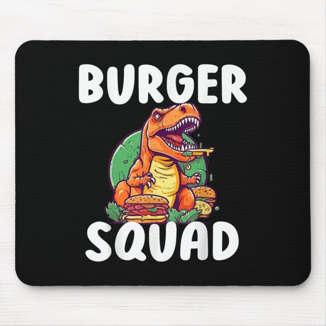T-rex Dinosaur Burger Squad Hamburger Lovers Funny Mouse Mat (Front)