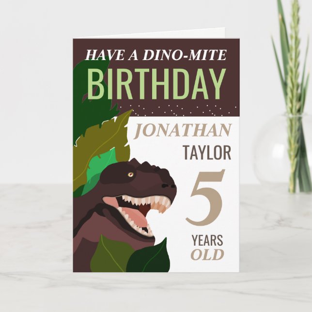 T Rex Dinosaur Children's Birthday Card (Front)
