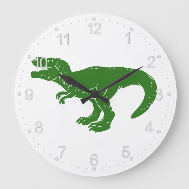 T rex dinosaur - Choose background colour Large Clock (Front)