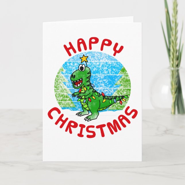 T-Rex Dinosaur Christmas Card Funny (Front)