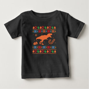T-Rex Dinosaur Christmas Funny Festive Holiday Baby T-Shirt