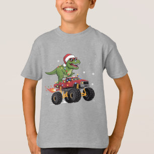 T-Rex Dinosaur Christmas Monster Truck T-Shirt