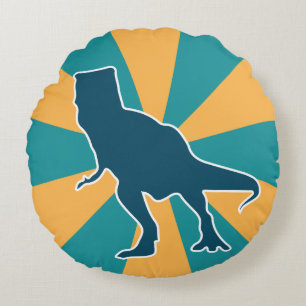 T-rex dinosaur colourful cartoon jurassic animal round cushion