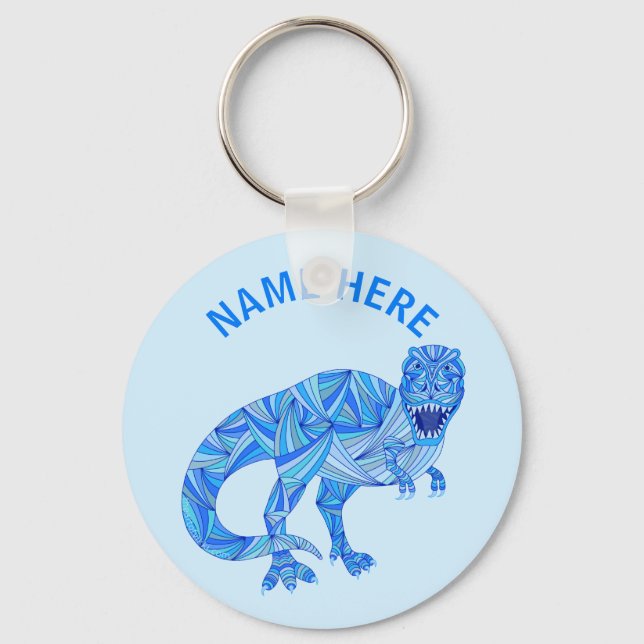 T-Rex Dinosaur Colourful Prehistoric Animal Custom Key Ring (Front)