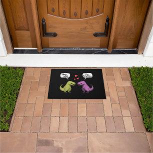 T-Rex Dinosaur Couple Hug Me Valentines Day Funny Doormat