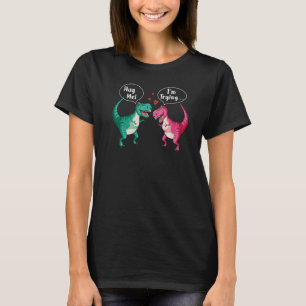 T Rex Dinosaur Couple Hug Me Valentines Day Girls T-Shirt