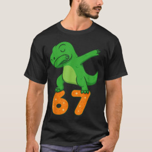 T-rex Dinosaur Dabbing 67 Meme Six Seven Funny  T-Shirt