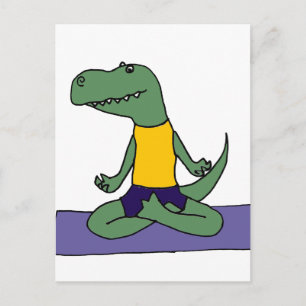 T-Rex Dinosaur Doing Yoga Postcard