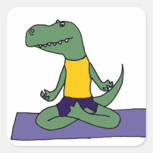 T-Rex Dinosaur Doing Yoga Square Sticker