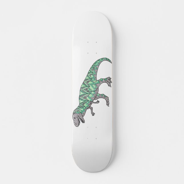 T-Rex Dinosaur Doodle Illustrated Art Skateboard (Front)